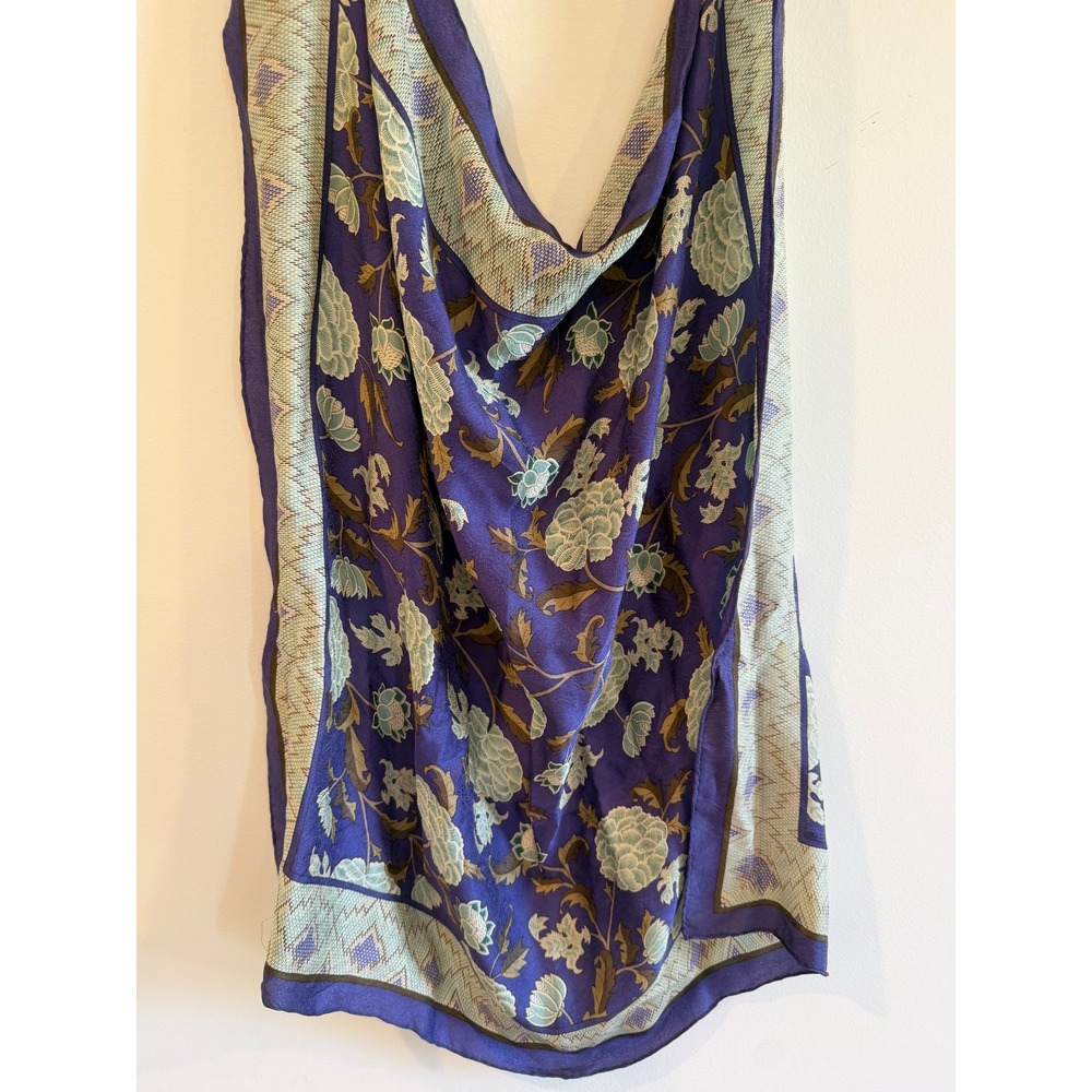 Vintage Charter Club Silk Scarf Purple Floral 34" square